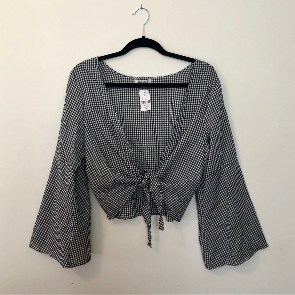 Gangnam Print Front Tie Top